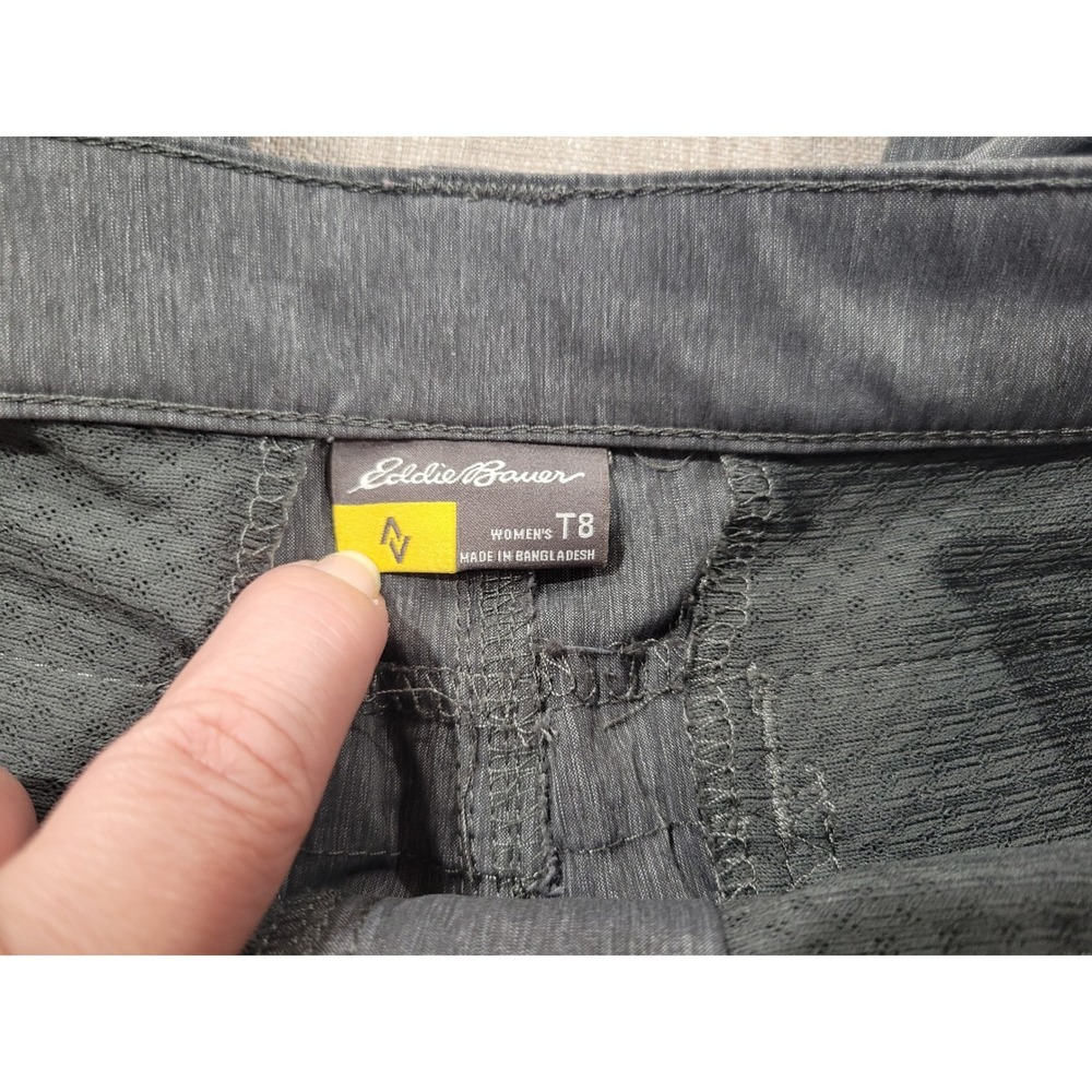 Eddie Bauer Gray Heathered Ruched Ankle Hiking Travel Pants Womens Sz 8 31 - Picture 6 of 7
